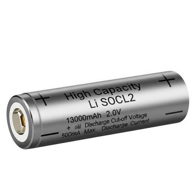 High Capacity Li SOCL2 Battery 13000mAh 2.0V Discharge Cut-off Voltage 500mA Max. Discharge Current