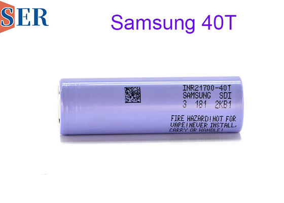 Τύπος υψηλής αποστράγγισης INR21700 40T Samsung Li Ion μπαταρία 3.6V κυλινδρική επαναφορτιζόμενη μπαταρία για ηλεκτρικά εργαλεία